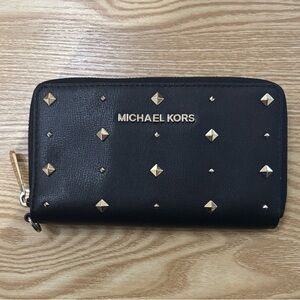 Michael Kors Black Wallet with Gold Zipper